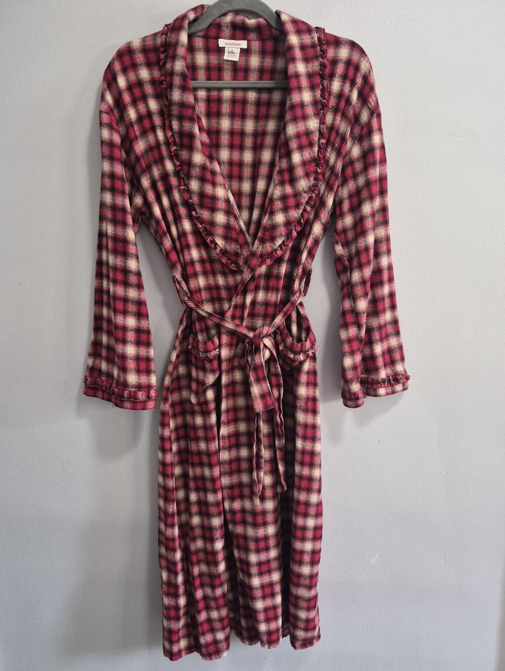 Sundance Flannel Plaid Soft Cozy Robe Size Small